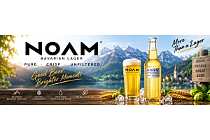 NOAM beer, a natural, unfiltered lager, follows the German Purity Law using only Bavarian ingredients.