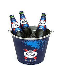 Branded Kronenbourg 1664 Metal Ice Bucket Blue Home Pub Bar Party Drinks Cooler