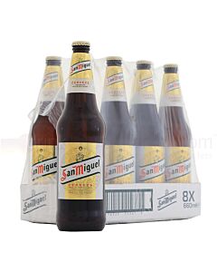 San Miguel - Premium Spanish Lager Beer Bottle - 8 x 660 ml - 5% ABV