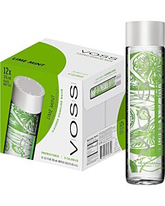 Voss Lime and Mint Sparkling Water Green, 375 ml (Pack of 12)