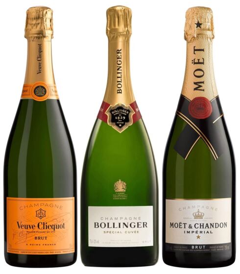 Veuve Clicquot, Bollinger Special Cuvée, Moet & Chandon Imperial Brut, The Perfect Champagne Case 3x 75cl  