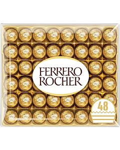 Ferrero Rocher Chocolate Hazelnut and Milk Chocolate Pralines, 48 Pieces, 600g