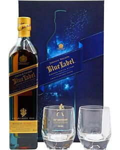 Johnnie Walker Blue Label  200th Anniversary Gift Set 70cl with branded Crystal glass tumblers 