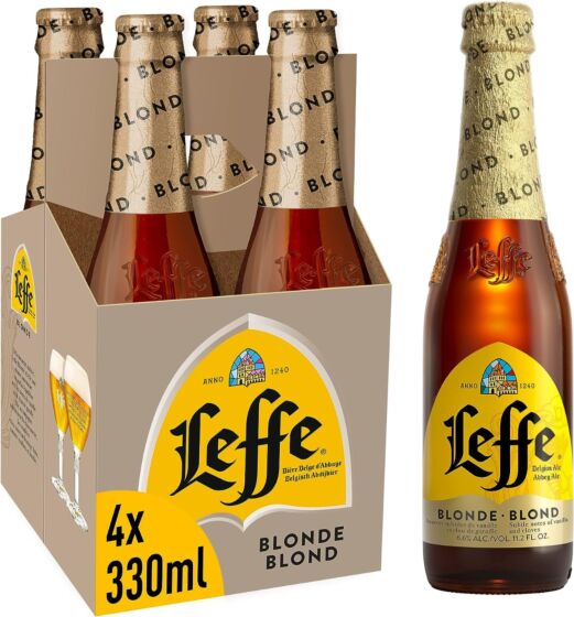 Leffe Blonde - Premium Belgian Pale Abbey Beer Bottle - 24 x 330ml 6%