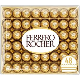 Ferrero Rocher Chocolate Hazelnut and Milk Chocolate Pralines, 48 Pieces, 600g