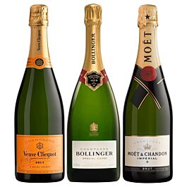Veuve Clicquot, Bollinger Special Cuvée, Moet & Chandon Imperial Brut, The Perfect Champagne Case 3x 75cl  