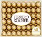 Ferrero Rocher Chocolate Hazelnut and Milk Chocolate Pralines, 48 Pieces, 600g