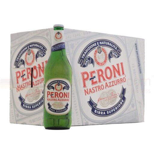 Peroni Nastro Azzurro - Premium Italian Lager Beer Bottle - 15 x 620ml - 5.1% ABV