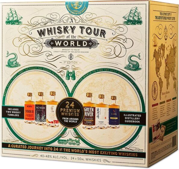 Whisky Tour of the World Advent Calendar Book Case Gift Set 24x 5cl