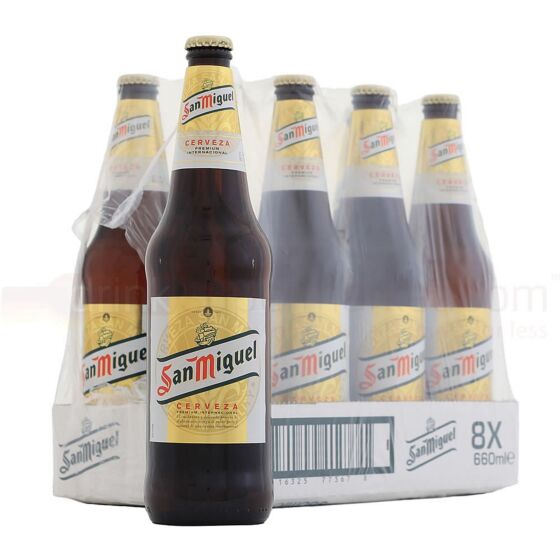 San Miguel - Premium Spanish Lager Beer Bottle - 8 x 660 ml - 5% ABV